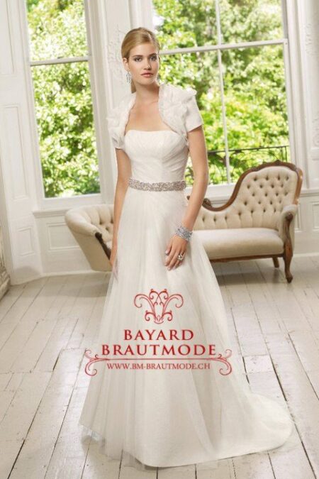 Brautkleid Risch – Schlichtes, schulterfreies A-Linie-Hochzeitskleid