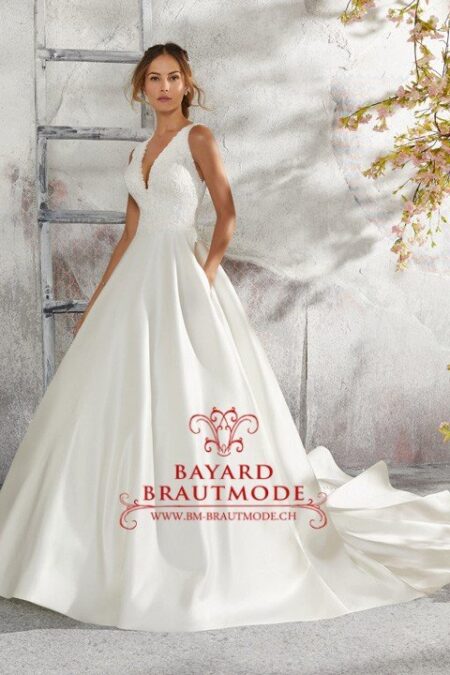 Hochzeitskleid Herisau – Schlichtes A-Linie-Brautkleid aus Satin
