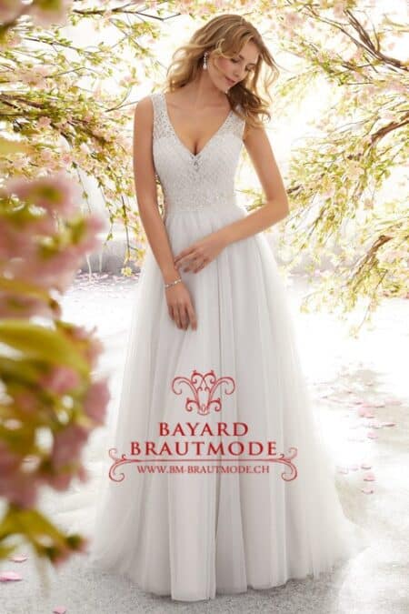 Hochzeitskleid Sitten ein A-Linien-Brautkleid in Ivory / Lavender