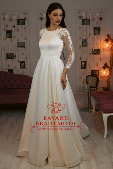 Hochzeitskleid Brugg – Designer Brautkleid mit langen Ärmeln mit Tattoo-Spitze